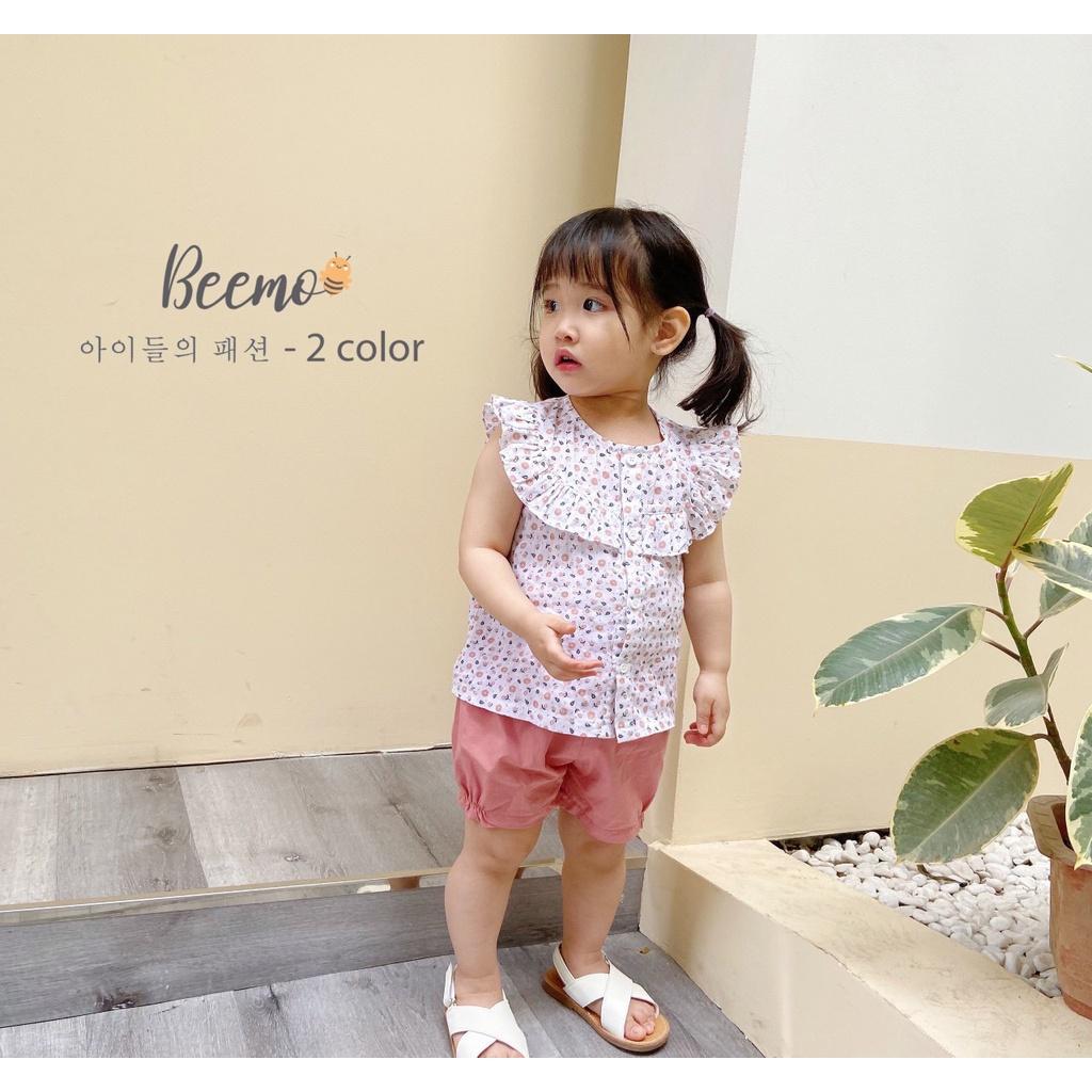 Bộ thô hoa nhí yếm bèo cho bé gái Mimo baby QA15