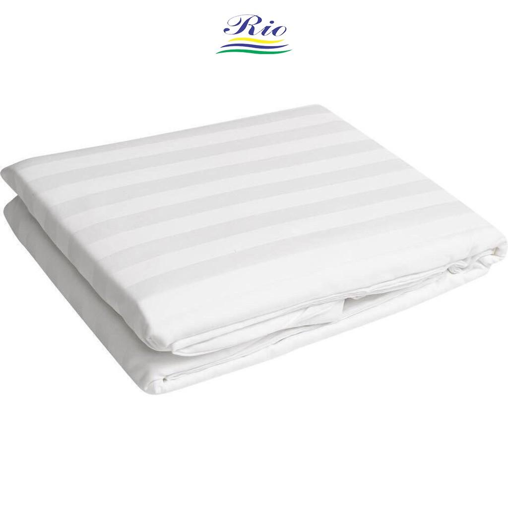Bộ Drap Và 2 Vỏ Gối Trắng Sọc Riotex - Đủ Kích Thước Cho Khách Sạn, Nhà Nghỉ