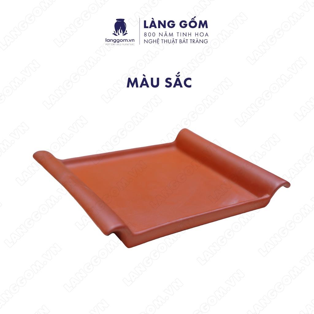 Khay đất nung vuông - Men mộc - Gốm sứ Bát Tràng - langgom.vn