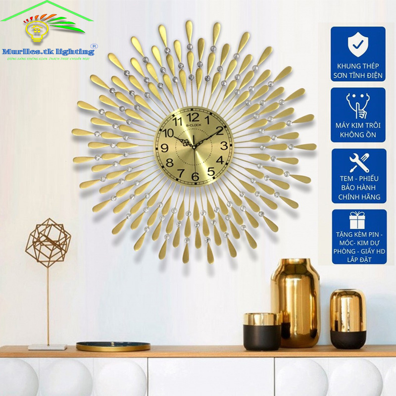 Đồng hồ Treo Tường, đồng hồ decor nghệ Thuật Cao Cấp hiện đại 3D kích cỡ lớn treo phòng khách 2318
