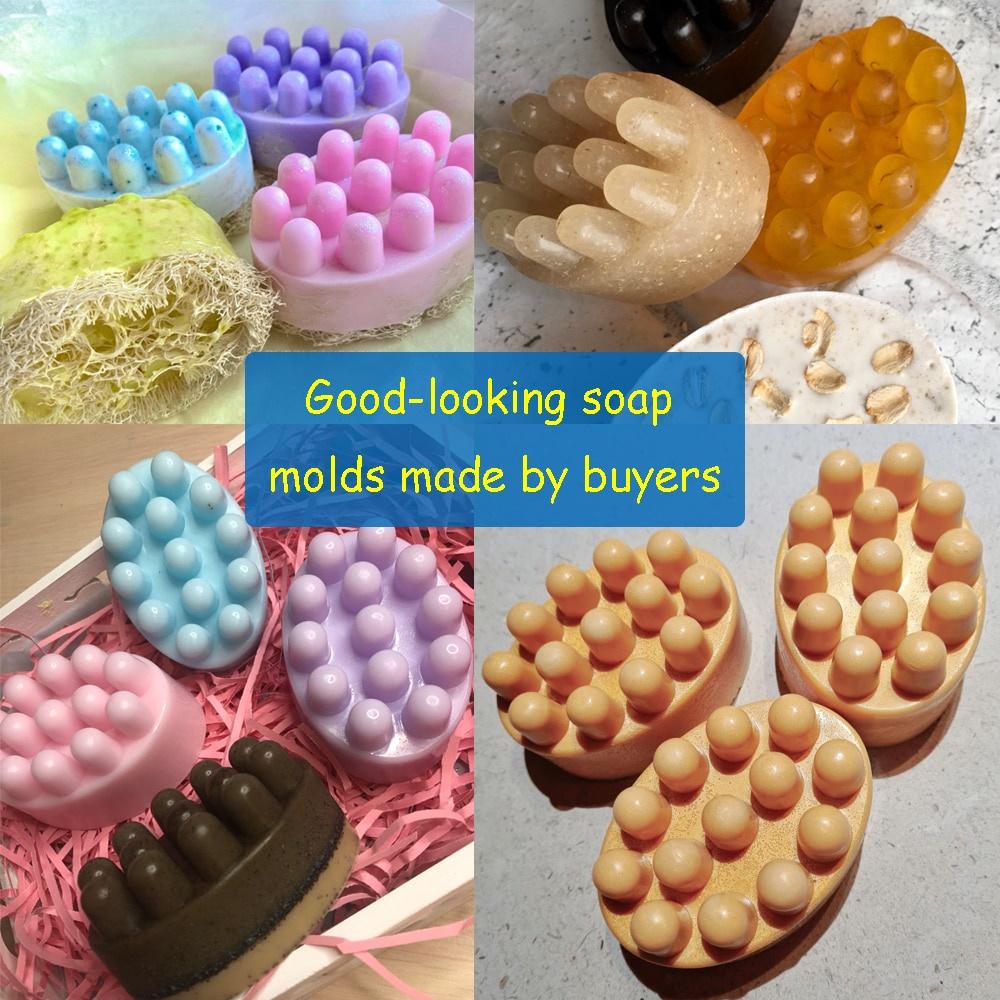 4 Compartment Silicone Soap Mold Massage Bar Soap making Tool With Single-hole Moulds