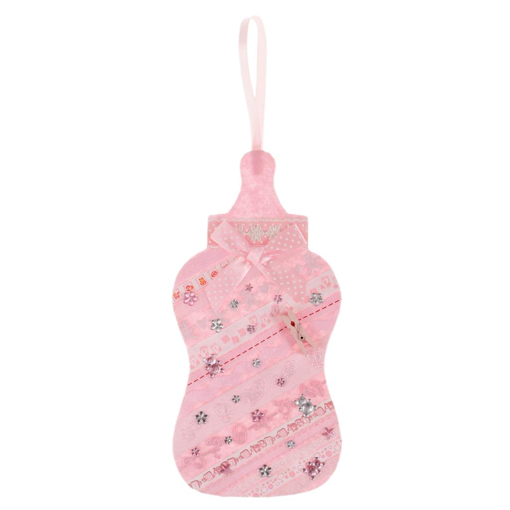 Lovely Fabric Milk Bottle Birthday Party Baby Shower Hanging Decoration Pink