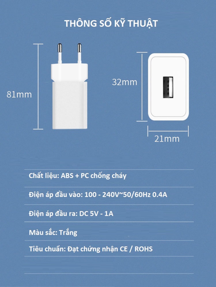 Củ sạc đơn tiêu chuẩn Châu Âu MF-050 ( Màu ngẫu nhiên ) - Hàng nhập khẩu