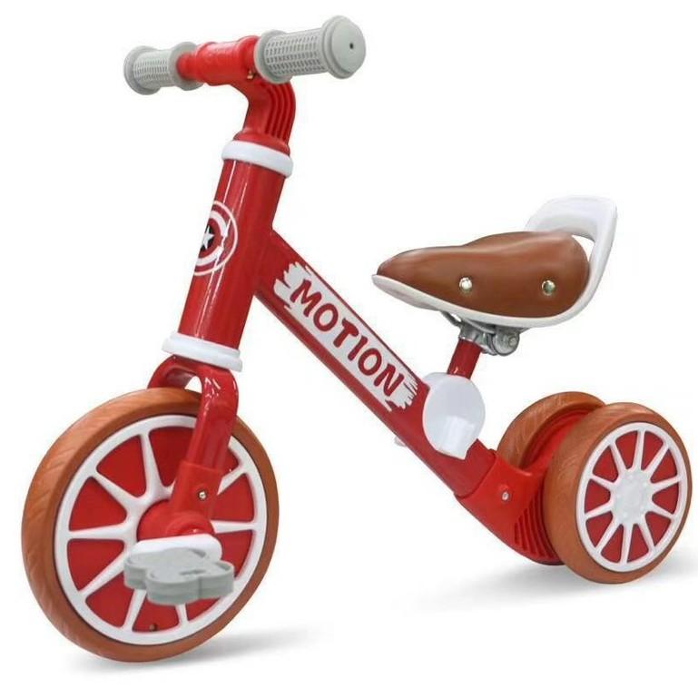 Xe chòi chân thăng bằng cho bé MOTION có bàn đạp 2in1 yên bằng da (Đỏ-Trắng-Xan