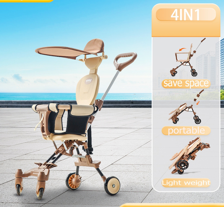 Xe đẩy cho bé, Xe đẩy gấp gọn em bé đi du lịch siêu gọn nhẹ (Tặng Kèm Đệm Ghế, Có Thể Đảo Chiều)