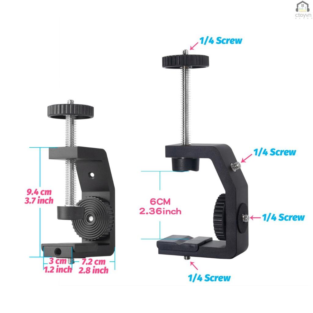 Thanh kẹp chữ C bằng hợp kim nhôm kèm ốc vít 1/4inch có thể điều chỉnh chiều dài 33~60cm cho máy ảnh