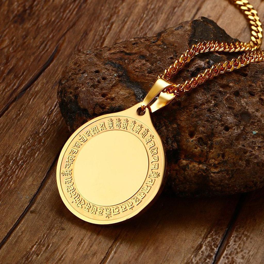 Gold Figure of Buddha Pendant Chain Necklace Fashion Jewelry Gift for Men Women