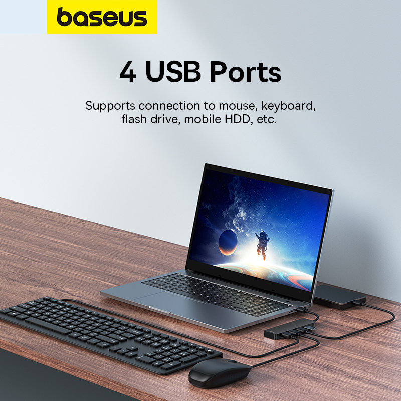 Hub Mở Rộng Kết Nối Baseus UltraJoy Series 4-Port HUB Lite (Hàng chính hãng)