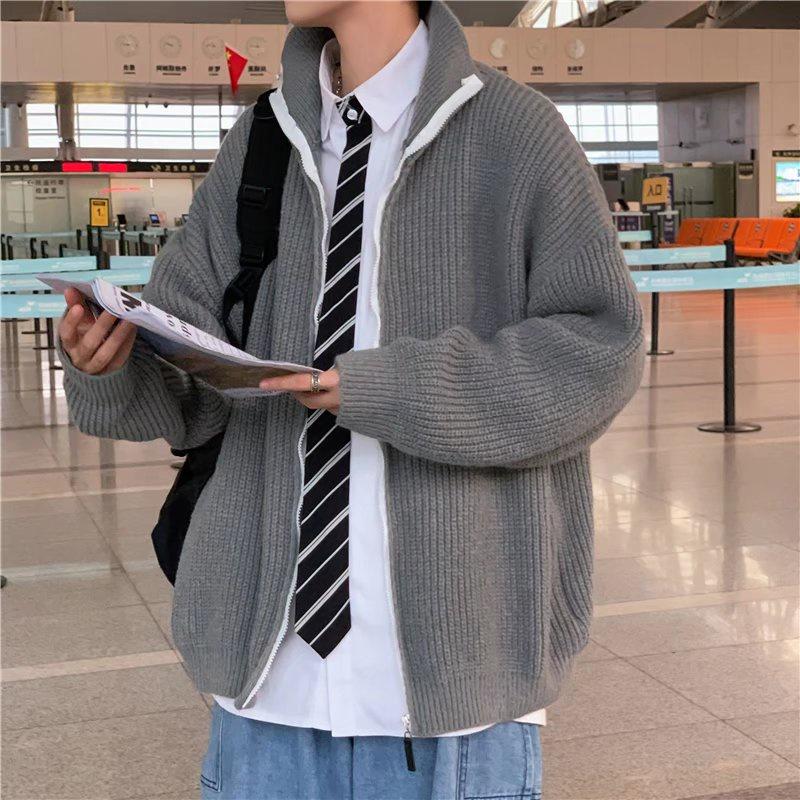 Áo Khoác Cardigan Len Dày Dáng Rộng Thời Trang Thu Đông Cho Nam Size M-2XL