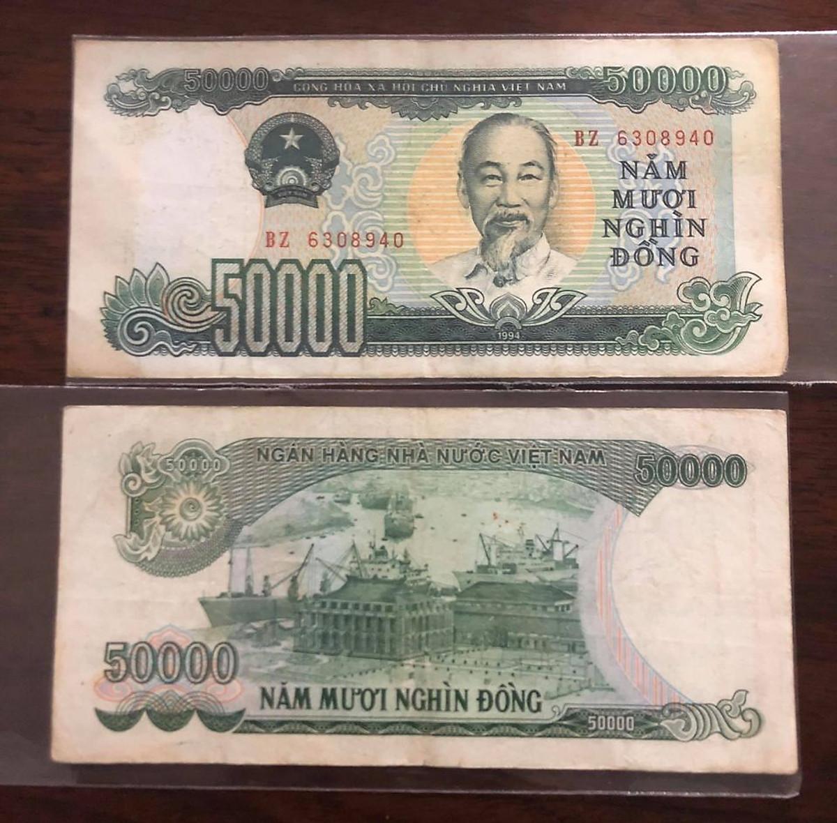 Tờ tiền Việt Nam 1994 sưu tầm - Tờ 50 ngàn đồng, tiền xưa thật 100%