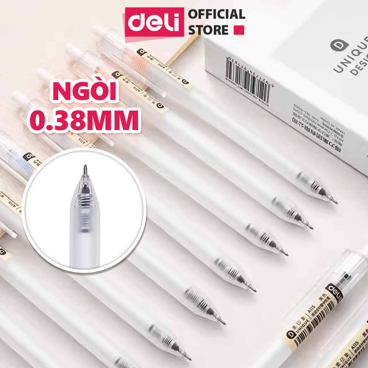 Bút Gel Bấm Bút Bi Nước Mực Màu Đen Deli Phù Hợp Viết Sổ Calligraphy Ngòi 0.38mm Dành Cho Văn Phòng Học Sinh