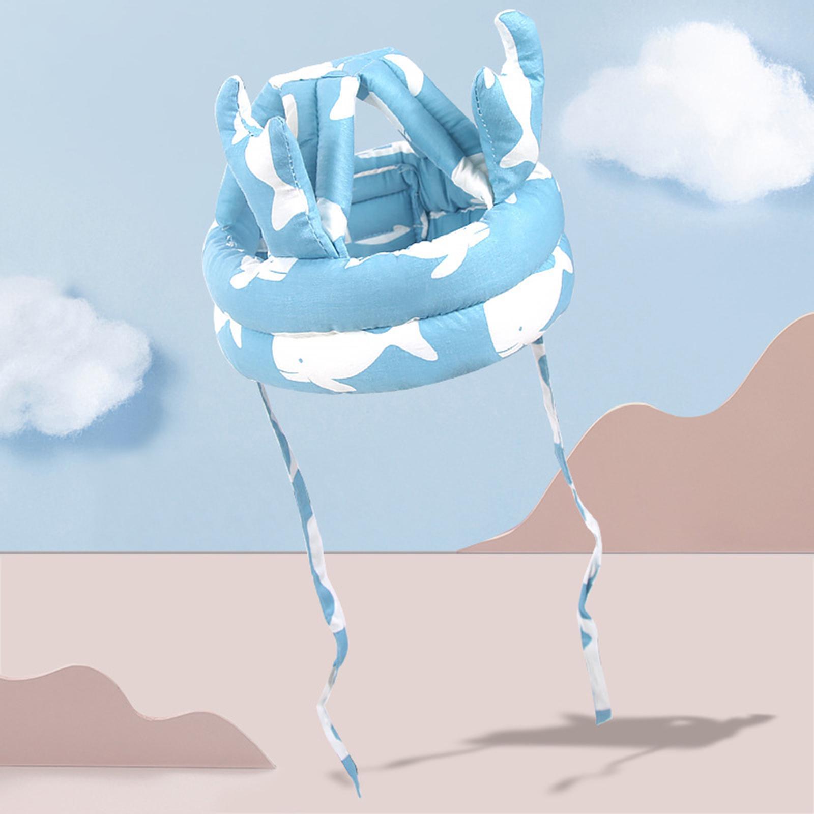 Protective Cap Adjustable Breathable Head Protection for Crawling Boys Blue