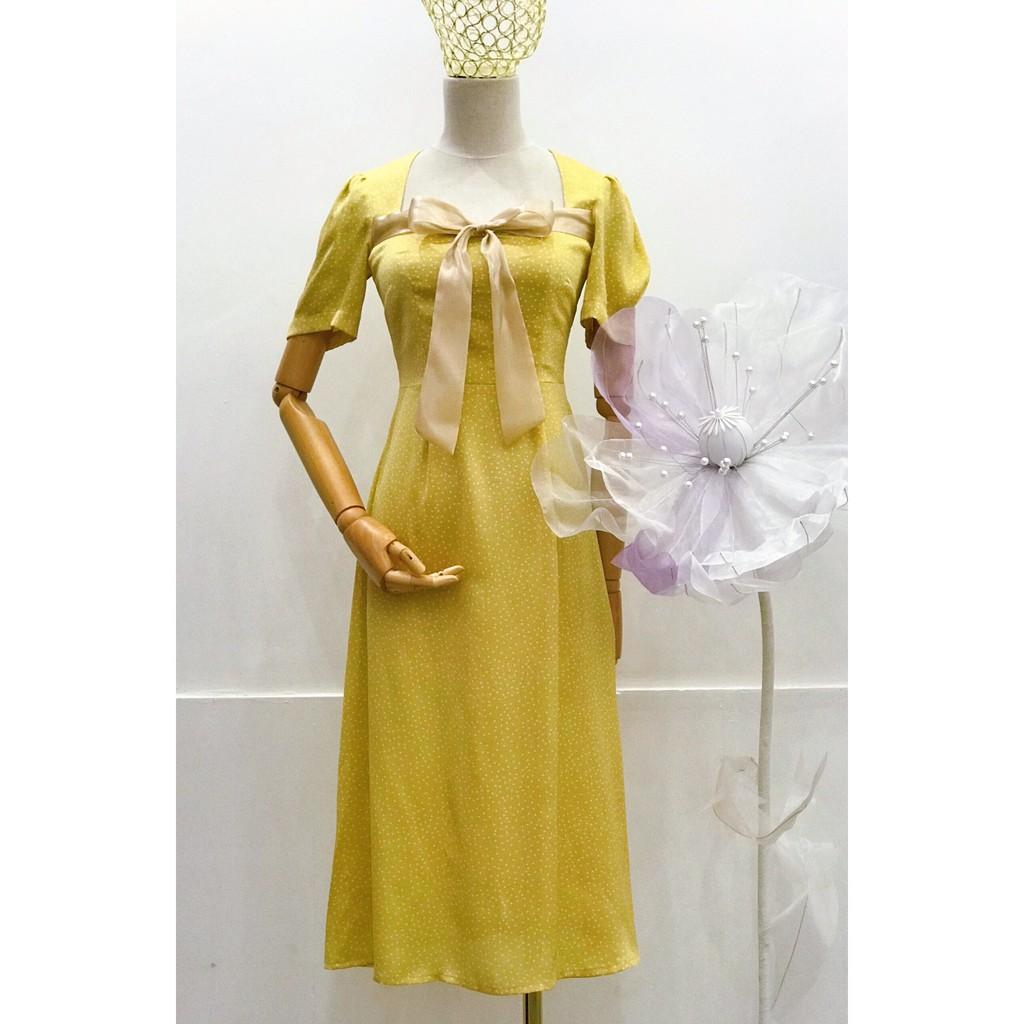 Váy vàng thắt nơ sang chảnh Aurora Dress - 22CHIC