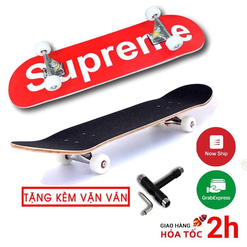 Ván trượt skateboard thể thao chất liệu gỗ phong ép cao cấp 7 lớp mặt nhám trẻ em và người lớn - tặng vặn ván