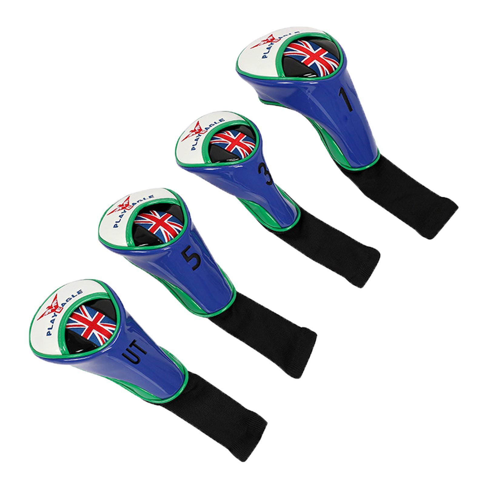 4Pcs Golf Head Covers Set for Driver Fairway Wood with No. Tag