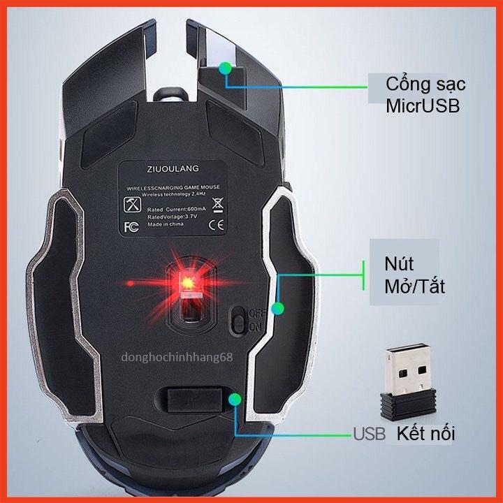 Chuột Không Dây Bluetooth Gaming Dùng Pin Sạc, Click Không Gây Tiếng Ồn Chơi Game Cực Chất Bảo Hành 12 Tháng