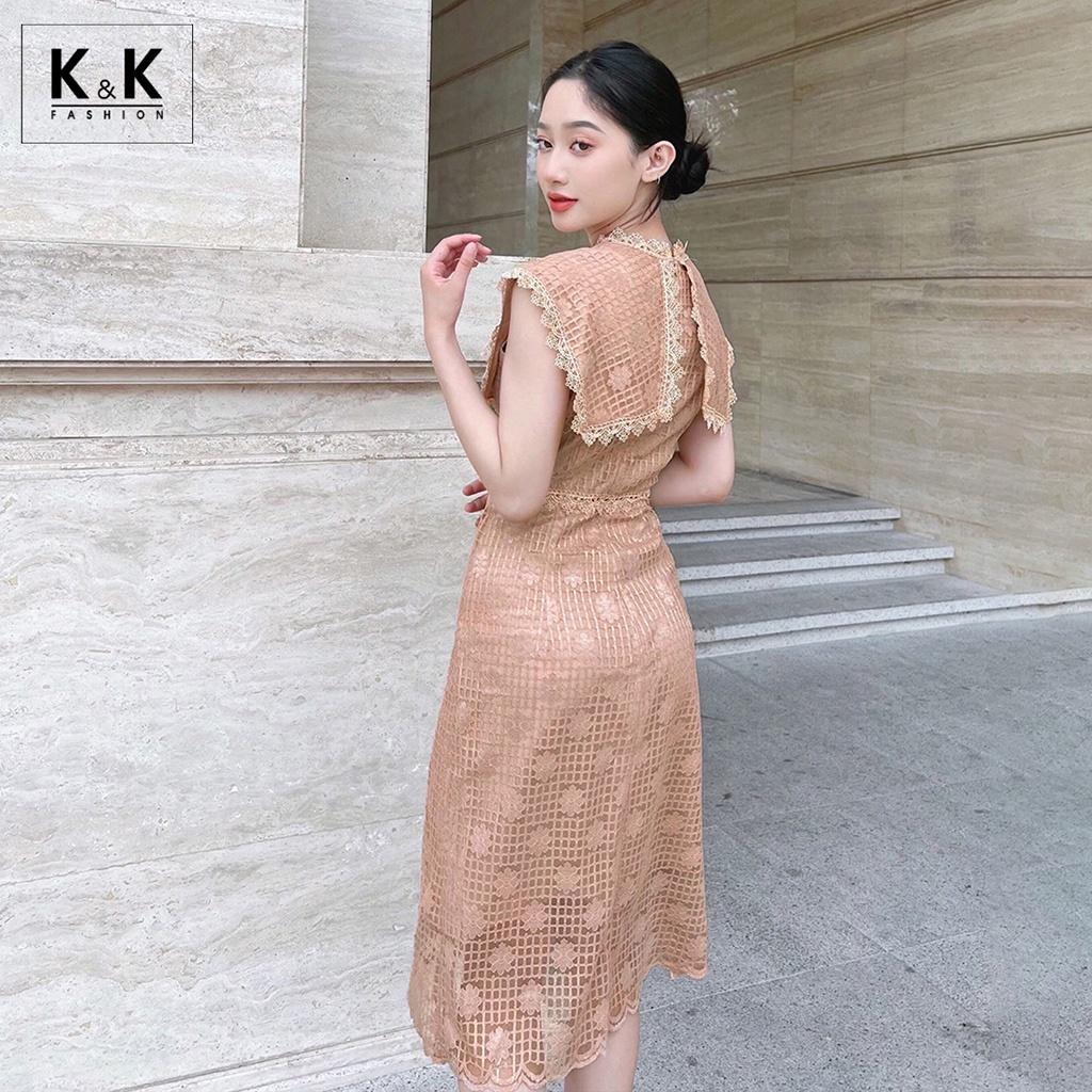 Đầm Ren Chữ A Cổ Sen K&amp;K Fashion KK130-34 Chất Liệu Ren Hàn