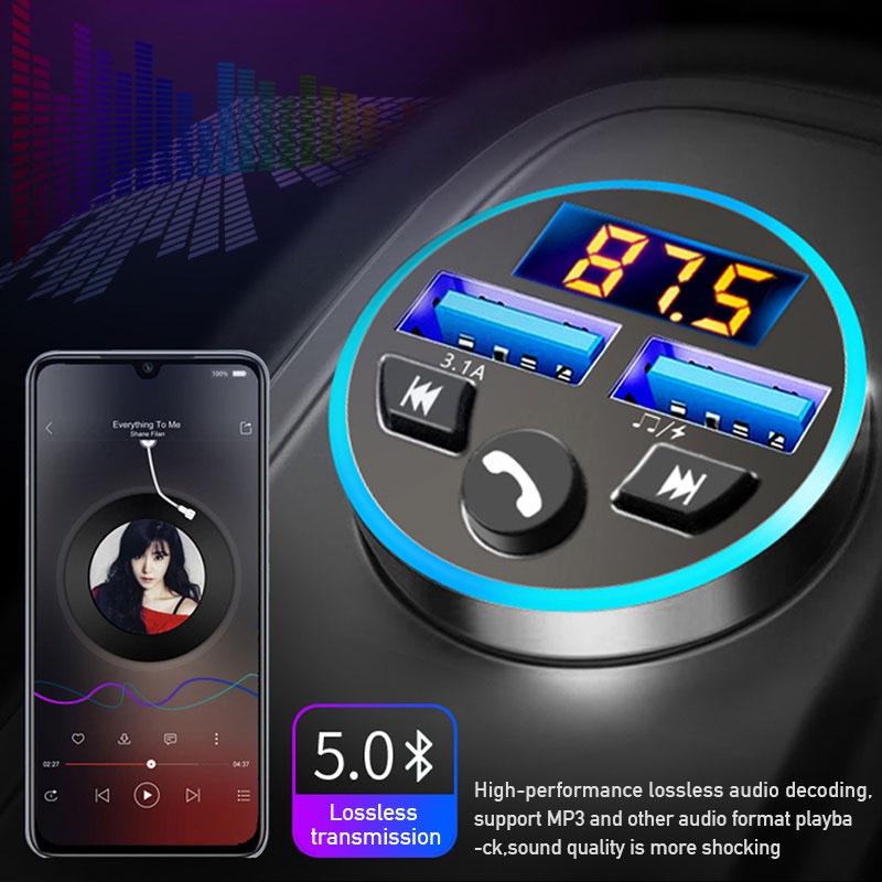 Bộ sạc trên ô tô Bộ phát Bluetooth FM Bộ nhận cuộc gọi âm thanh MP3 QC3.0 Ô tô đa năng 12V 24V