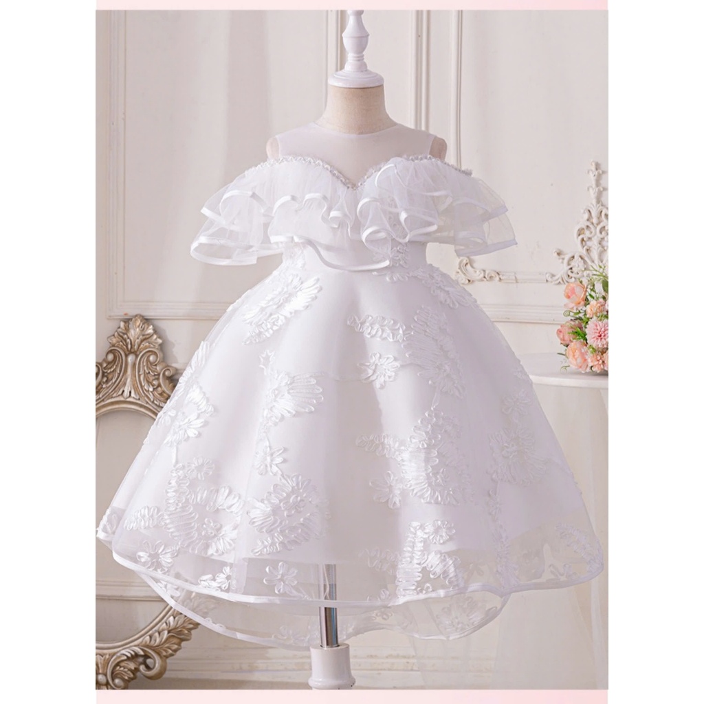 Đầm công chúa cho bé gái màu trắng diện lễ tết dự tiệc giáng sinh năm mới size 14-35kg hàng Quảng Châu