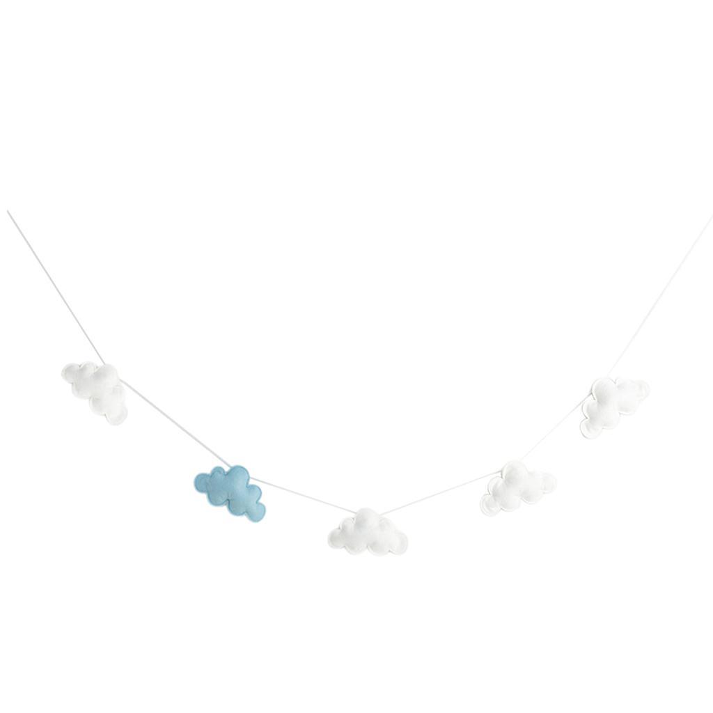2X Hanging Clouds Garland for Baby Shower, Wedding Party Decor White and Blue