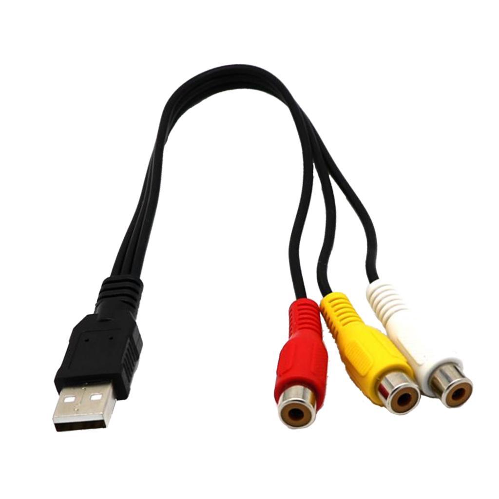 USB Male to 3 RCA Female Video AV Cord Converter Adapter Cable