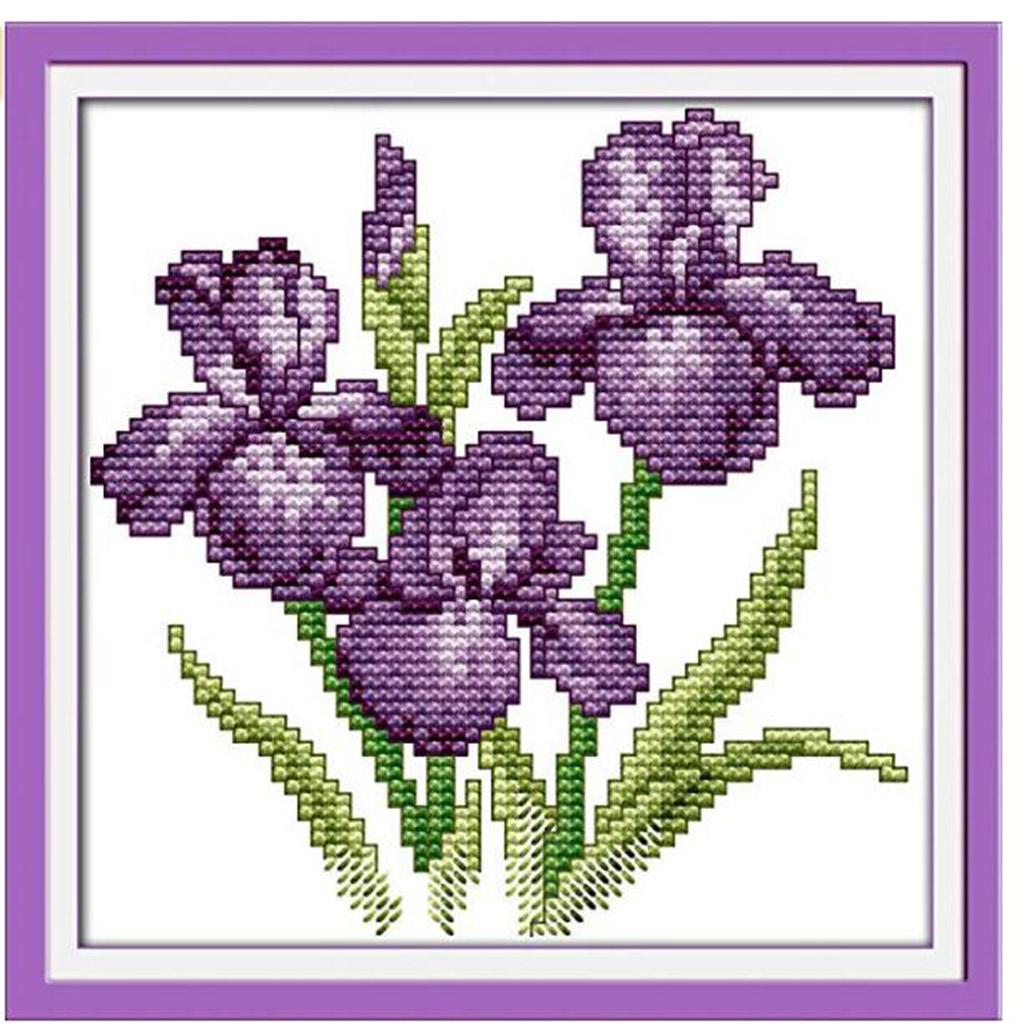 2Set Stamped Cross Stitch Kit With Pre-printed Cloth Fower Pattern