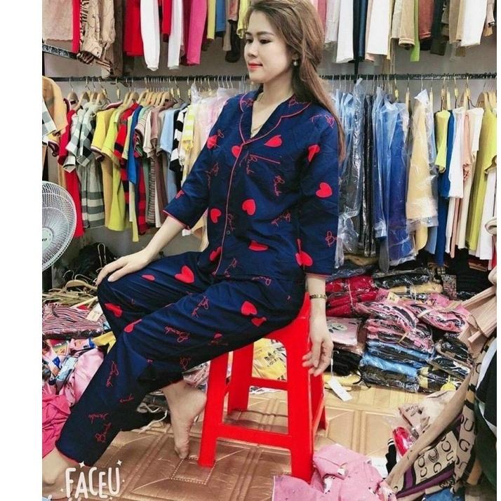 Bộ đồ bầu Pijama dài tay chất đũi cao cấp freesize từ 45 đến 70kg