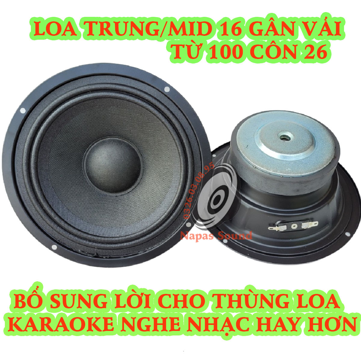 BỘ 2 CỦ LOA TRUNG/MID 16 KÍN HẬU - GÂN VẢI LỜI SÁNG - LOA MID 17.5CM - CỦ LOA LỜI