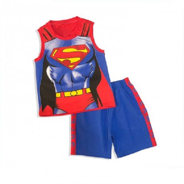 Bộ Quần Short Bé Trai Kèm Áo Thun Sát Nách Siêu Nhân Super Man Cho Bé Trai - HM242SNS