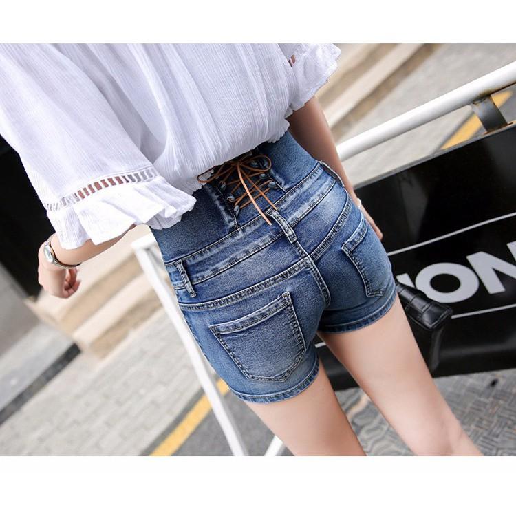 quần shorts Jean cạp cao phong cách