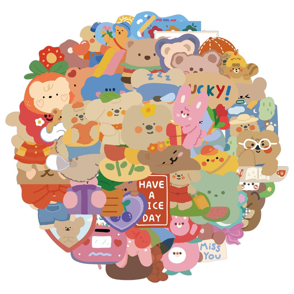 Sticker GẤU INS hoạt hình cute trang trí mũ bảo hiểm,guitar,ukulele,điện thoại,sổ tay,laptop-mẫu S166