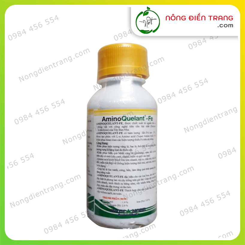 Phân Bón Lá AminoQuelant Fe - Chai 100ml - Amino Quelant Fe Bổ Sung Sắt Chống Vàng Lá, Rụng Lá VTNN Nông Điền Trang