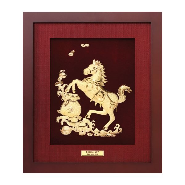 Tranh Vàng 24K PRIMA ART - NGỰA TIỀN 3 - Kích thước 18 x 20 cm - CGS-0515-04