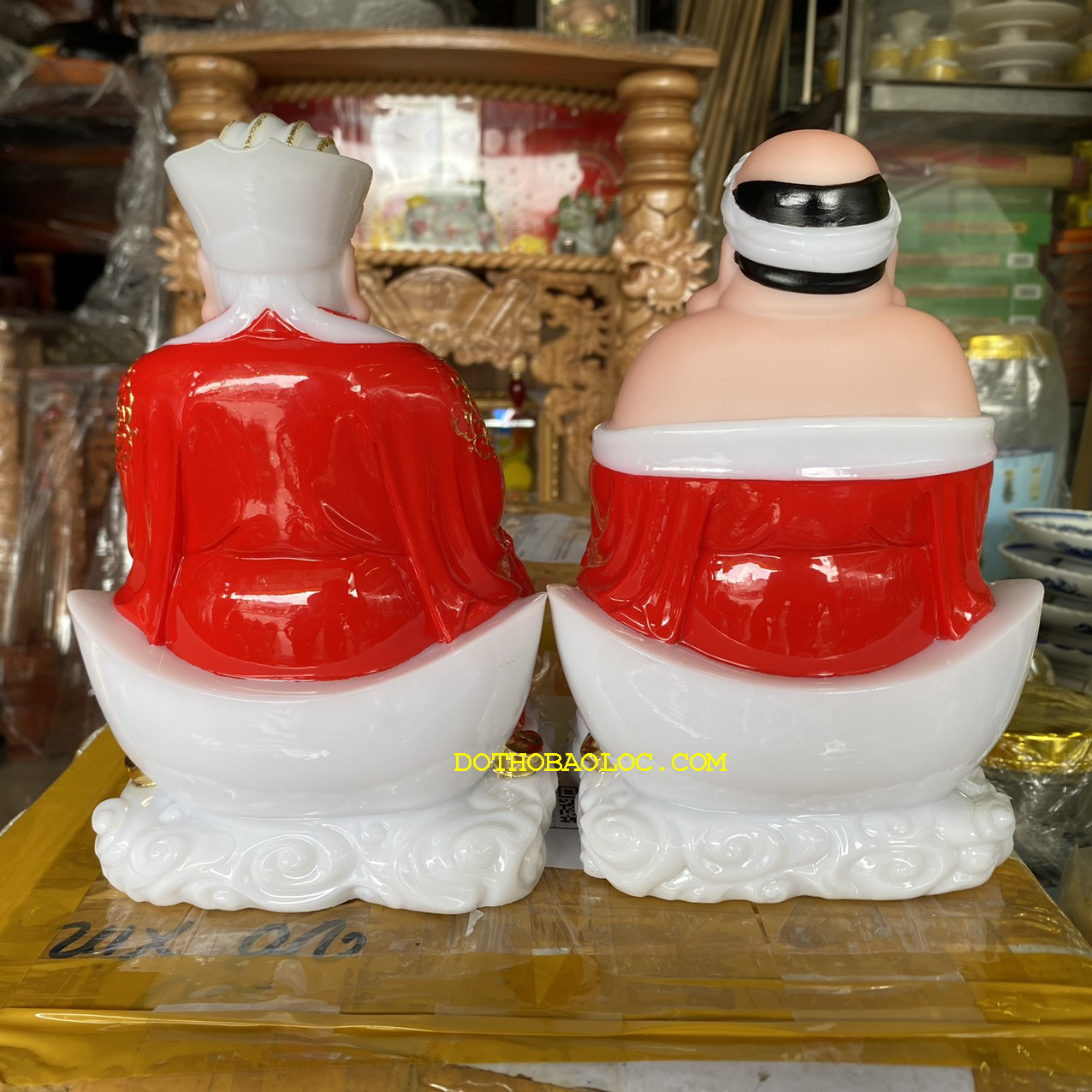 Tượng Thần tài Thổ Địa bằng đá nhập khẩu cao cấp cao 22cm – Màu đỏ