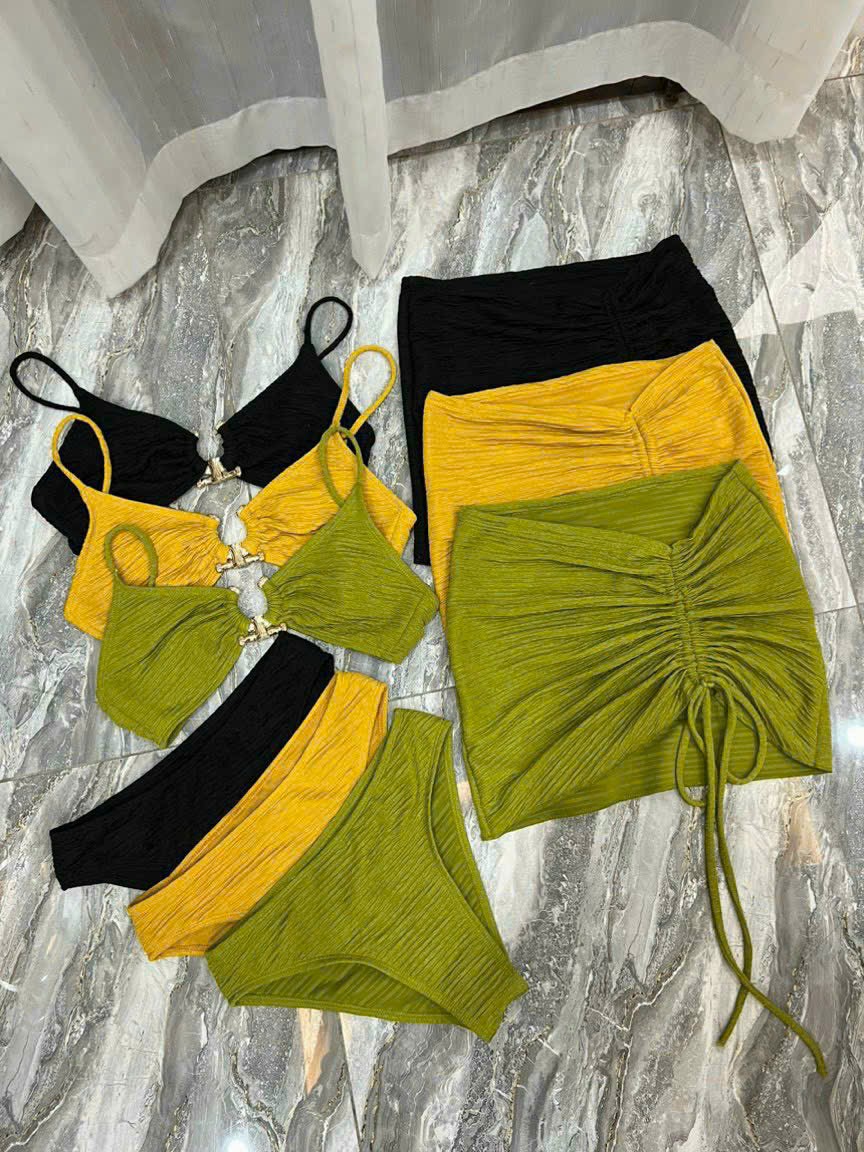Bikini Tắm Biển Nữ Kèm Váy Dây Rút