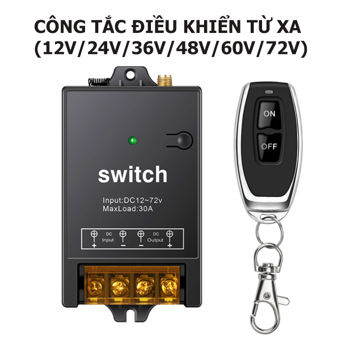 Bộ công tắc điều khiển từ xa 12v 24v 36v 48v 60v 72v DC MẪU 2021