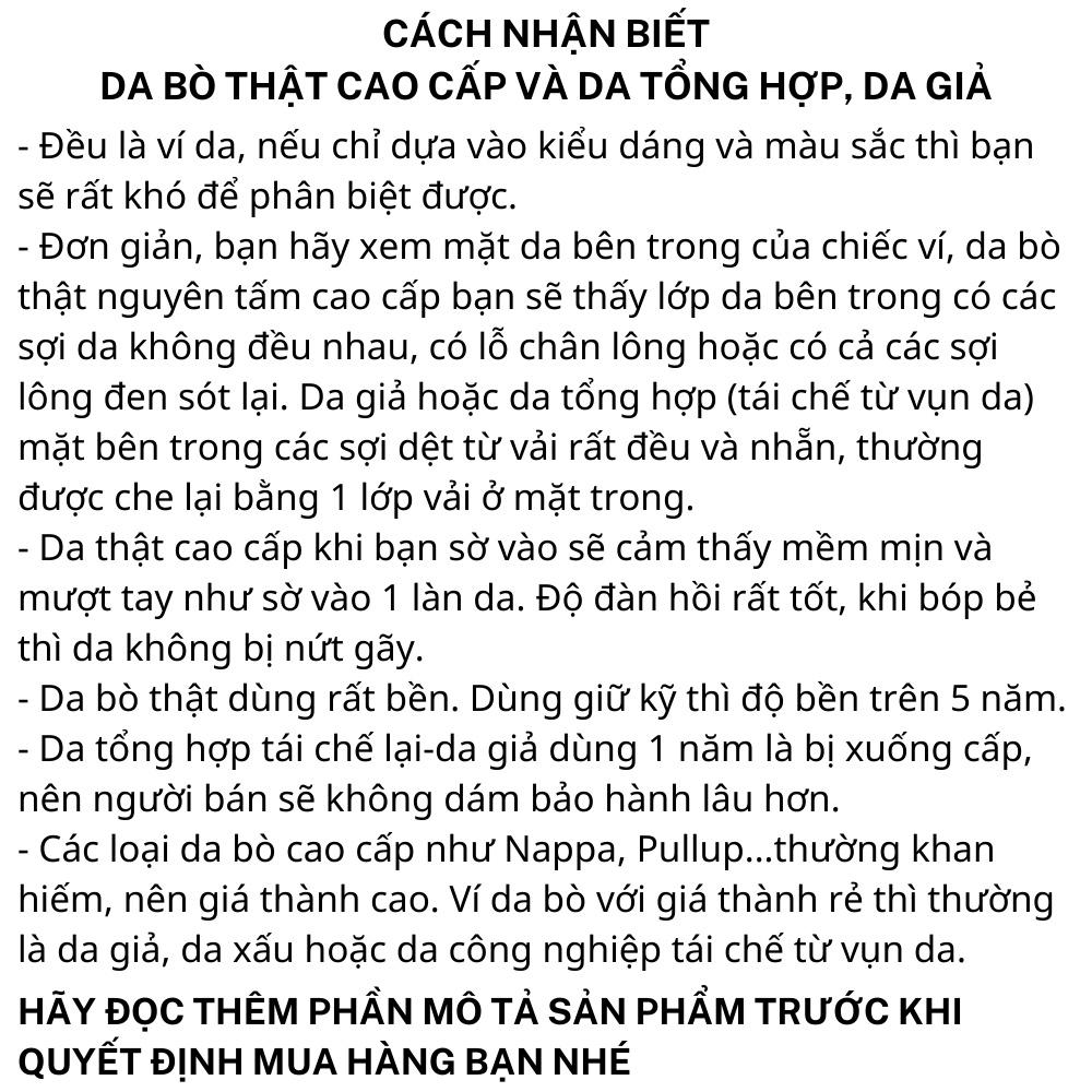 Ví nam da bò thật Nappa cao cấp LIDAN, bóp dáng ngang có hộp vintage kèm thiệp đẹp làm quà tặng LD15