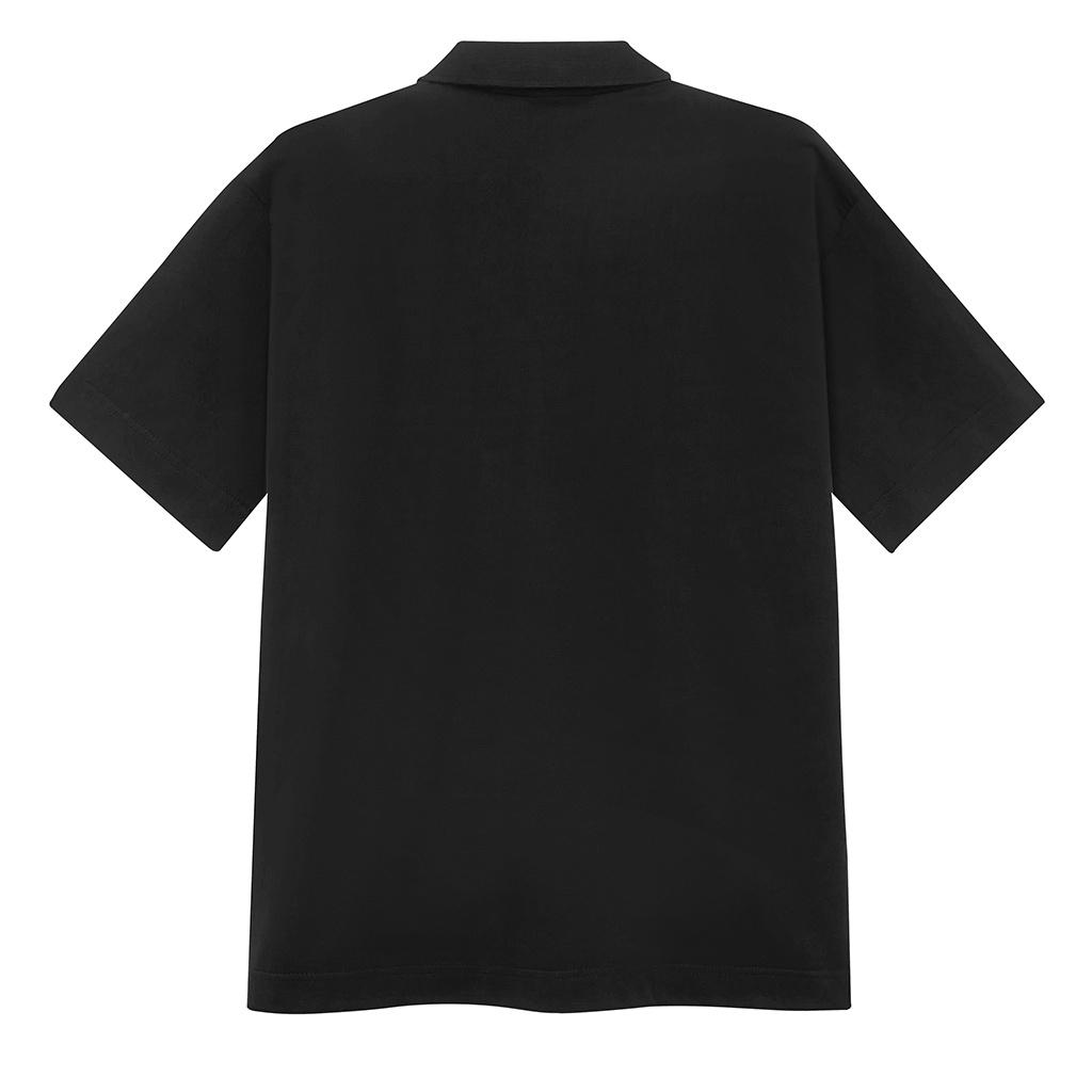 Áo thun có cổ Paradox tay lỡ CROOKED POLO SHIRT - Đen