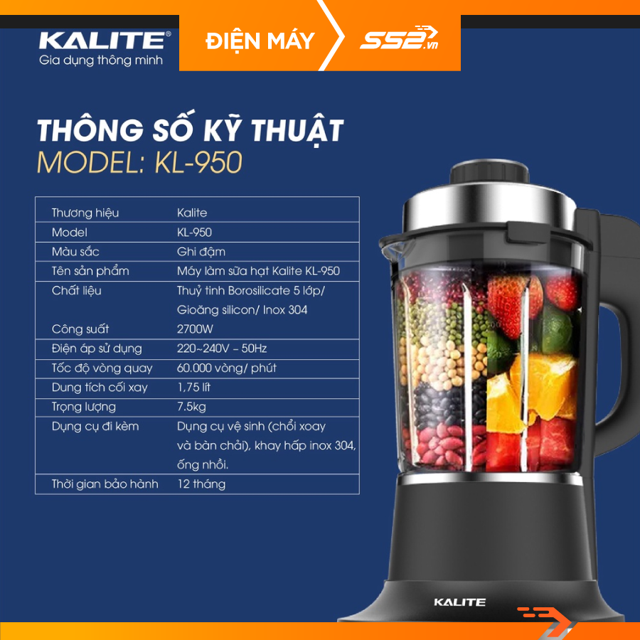 Máy làm sữa hạt KALITE KL-950-Hàng Chính Hãng