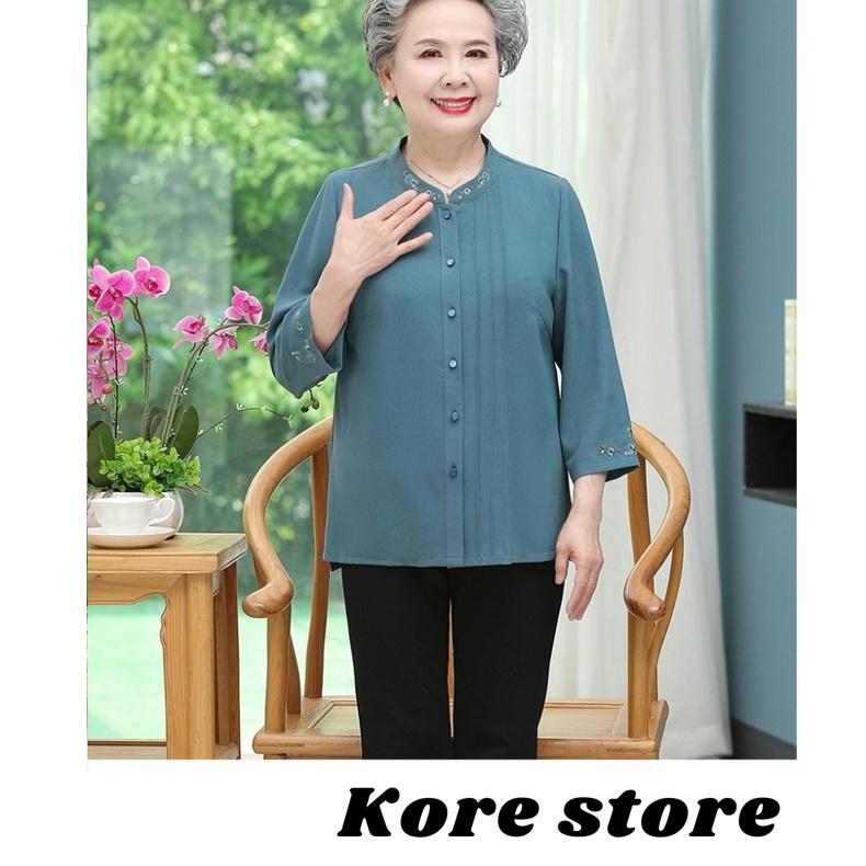 Áo sơ mi đũi trơn cao cấp cho người trung niên, người già