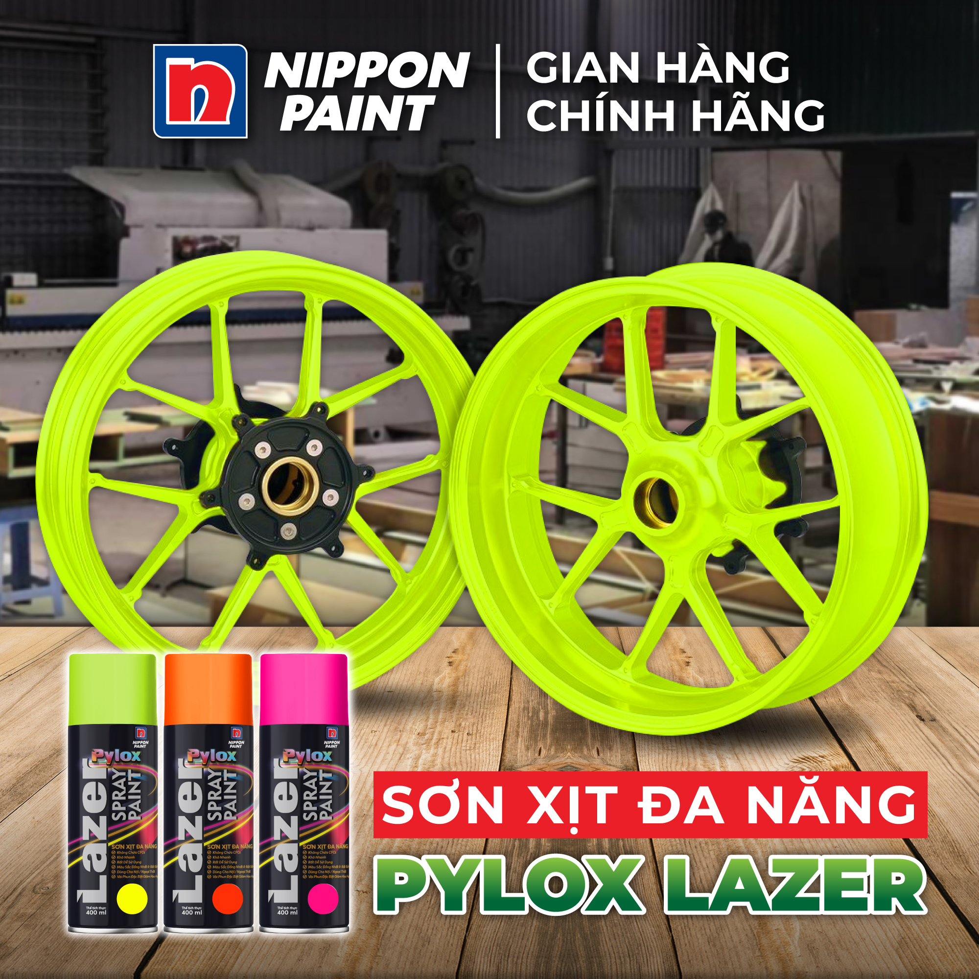 Hình ảnh Sơn xịt đa năng Pylox Lazer | Nhóm màu thông dụng | Chính hãng NIPPON PAINT - Dung tích 400ml