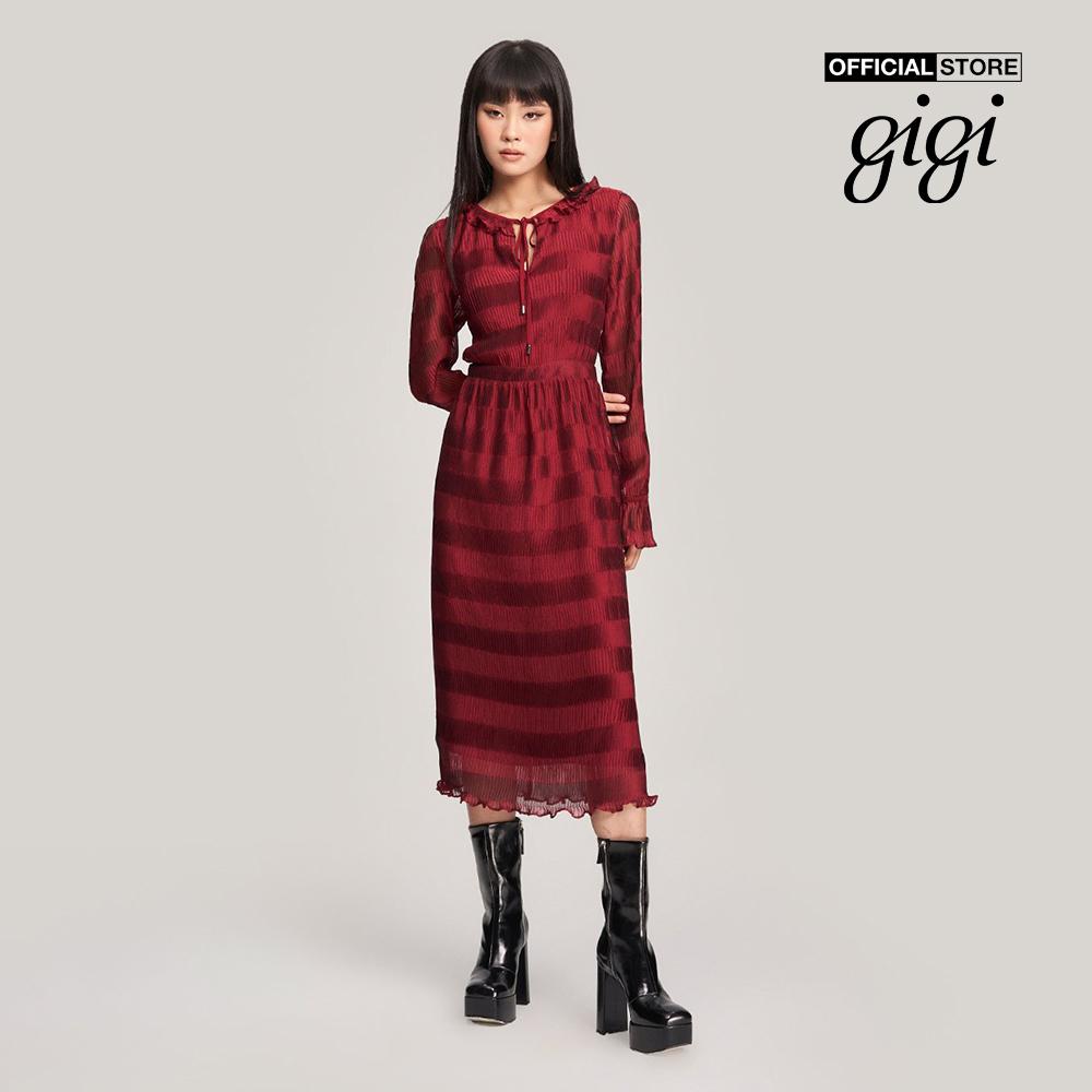 GIGI - Đầm midi tay dài cổ tròn thắt nơ thời trang G2102D222131