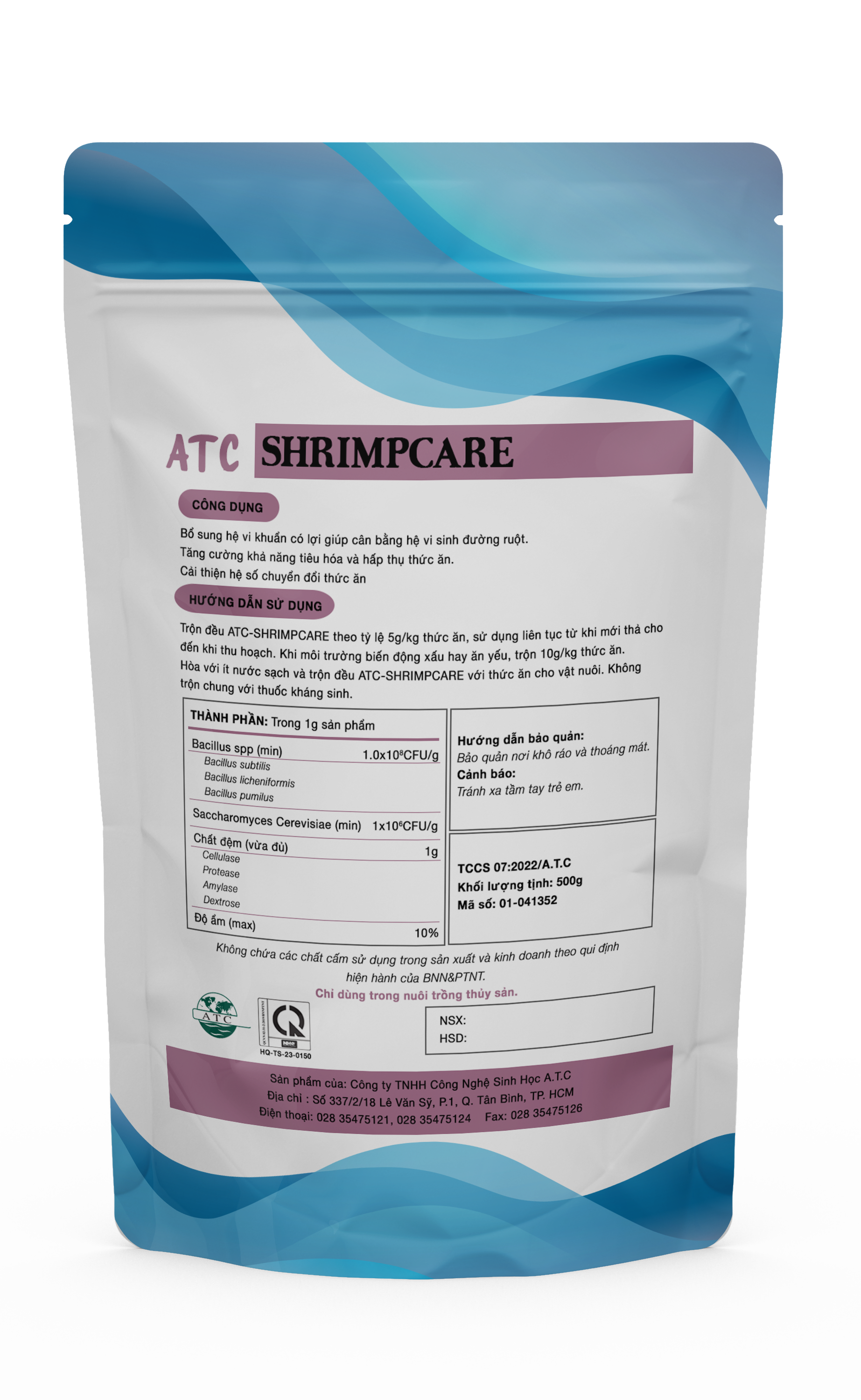 Men tiêu hóa cho vật nuôi thủy sản ATC-Shrimpcare 500gr