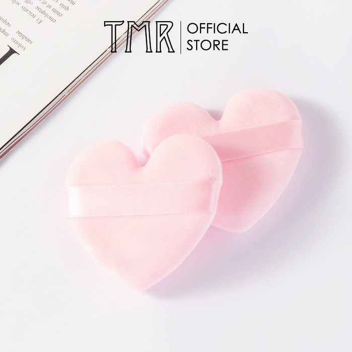 [Set 2] Bông Phấn Phủ Trái Tim TMR Love Pink Chất Liệu Cotton Cao Cấp, Đánh Phấn Nền/ Phấn Phủ Trang Điểm