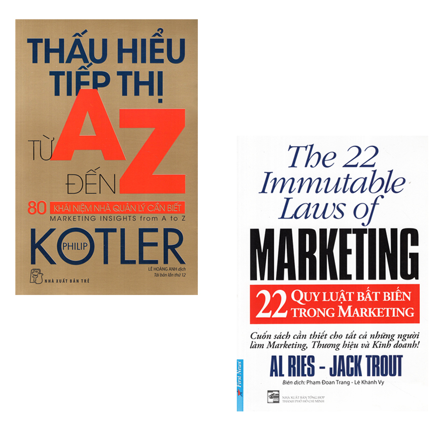 Combo sách Marketing: Thấu Hiểu Tiếp Thị Từ A Đến Z, 22 Quy Luật Bất Biến Trong Marketing.