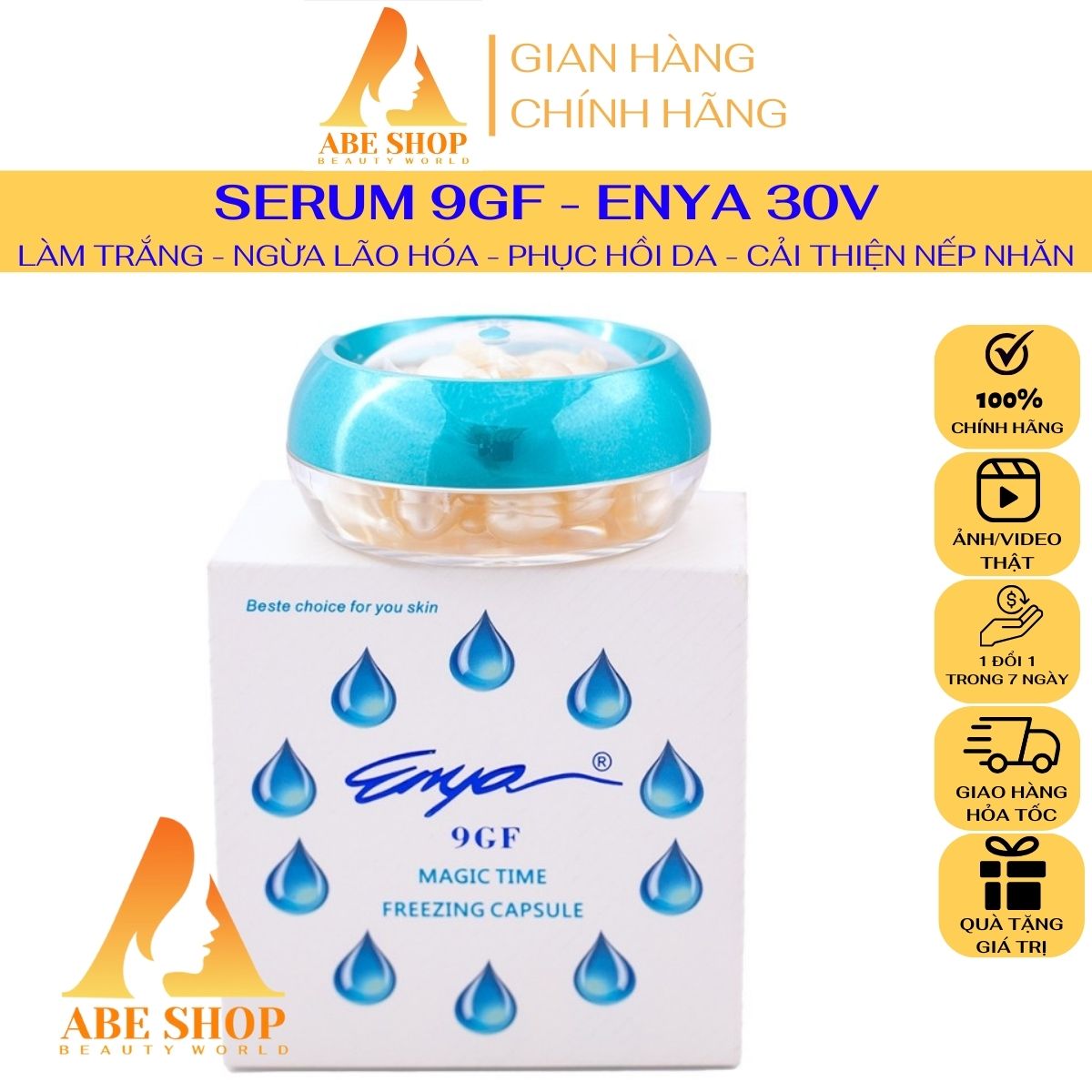 Serum 9GF ENYA 30v - Magic Time Freezing Capsule - Dưỡng Trắng - Chống Nhăn - Ngừa Lão Hóa - Cân Bằng pH