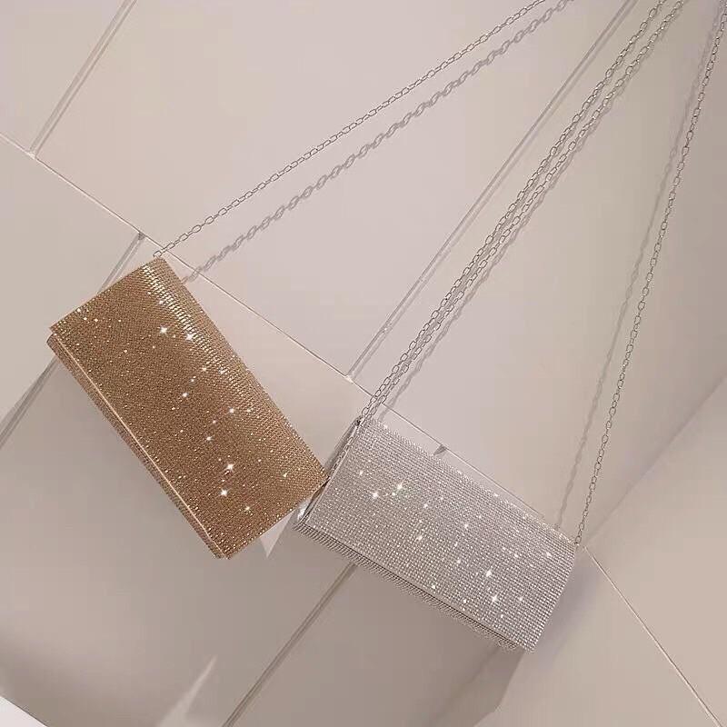 Clutch đi tiệc-ví cầm tay nữ đi tiệc lụa đá trơn- siêu nhẹ