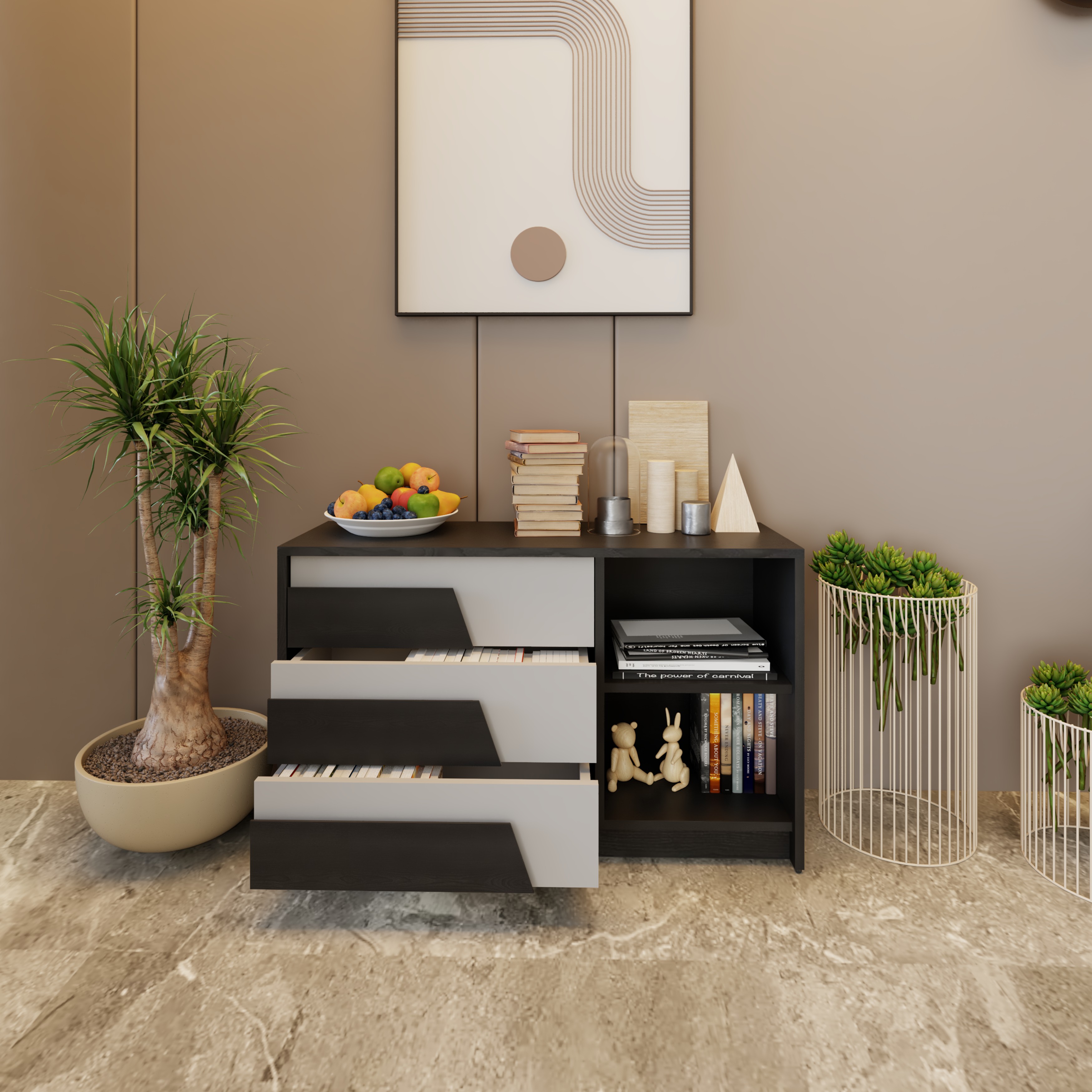 PONIX, Tủ lưu trữ 3 ngăn kéo, 96cm x 32cm x 58cm , THK_115