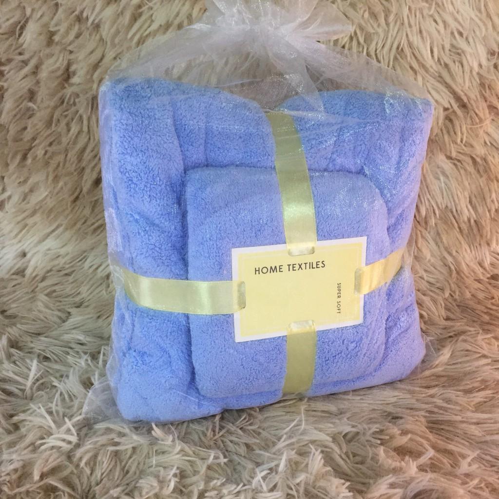 Set 2 Khăn Tắm xuất Hàn siêu thấm hút, Bộ khăn tắm 2 chiếc lớn 140x70 và nhỏ 75x35cm