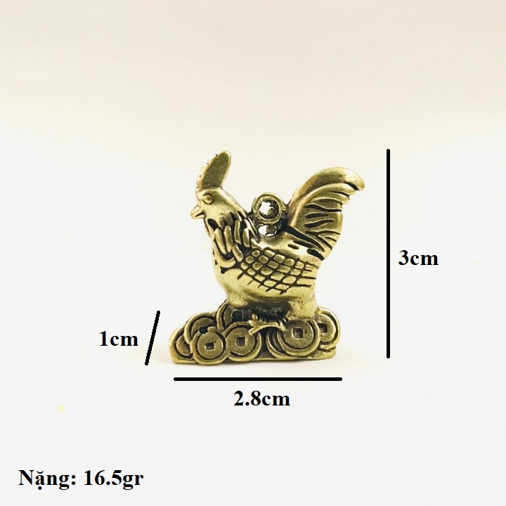 Móc Khóa Tượng Đồng Con Gà dùng để làm móc khóa, trưng trên bàn, làm quà tặng lưu niệm, kích thước 2.8 x 1 x 3cm, màu đồng - TMT Collection - SP005222